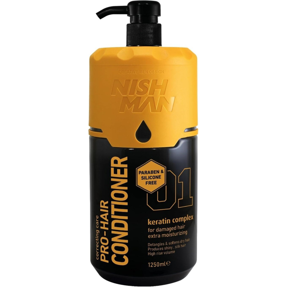 Nishman Pro-Hair Conditioner Keratin Complex, Paraben And Silicone Free, 1250 Ml