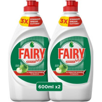 Fairy Max Plus Fruity Green Dishwashing Liquid Soap With Alternative Power To Bleach, 2 X 600Ml