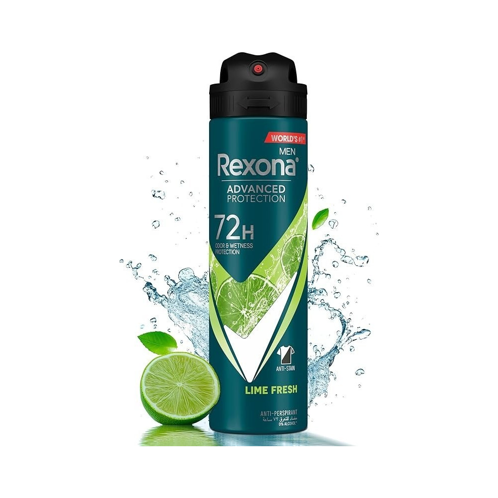 Rexona Men Antiperspirant Deodorant Spray, 48 Hour Sweat And Odor Protection, Lime Fresh, With Motion Sense Technology, 150Ml