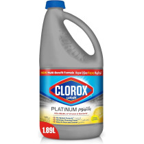 Clorox Platinum Bleach, Crisp Lemon, Upgrade Your Clean With A New Multi-Benefit, No Splash Thick Bleach Liquid Formula, 1.89L