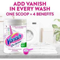 Vanish Oxi Action Crystal White Fabric Stain Remover Powder With Scoop, Ideal For Use In The Washing Machine, 700 G