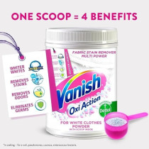 Vanish Oxi Action Crystal White Fabric Stain Remover Powder With Scoop, Ideal For Use In The Washing Machine, 700 G
