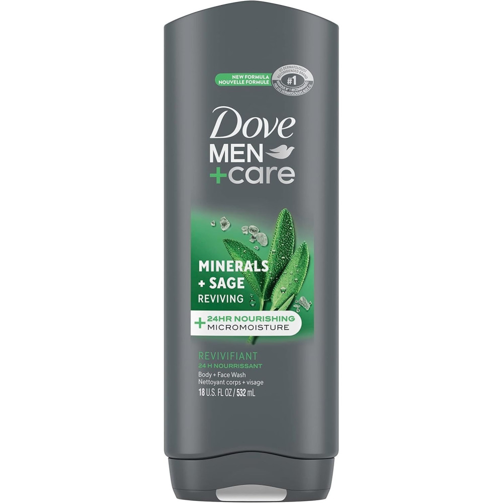 Dove Men And Care Elements Body Wash Mineral And Sage, Effectively Washes Away Bacteria While Nourishing Your Skin, 532Ml