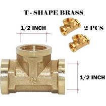 Abbas Ali 2pcs Brass Multi Purpose Hose Fittings, BSP Thread, Female Tee, 1/2 Inch