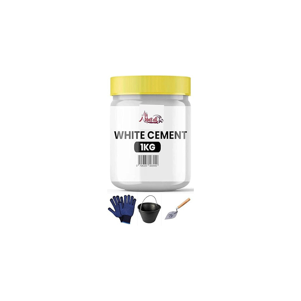 Abbas Ali 1kg White Cement Powder with Gloves, Bucket, and Karandi