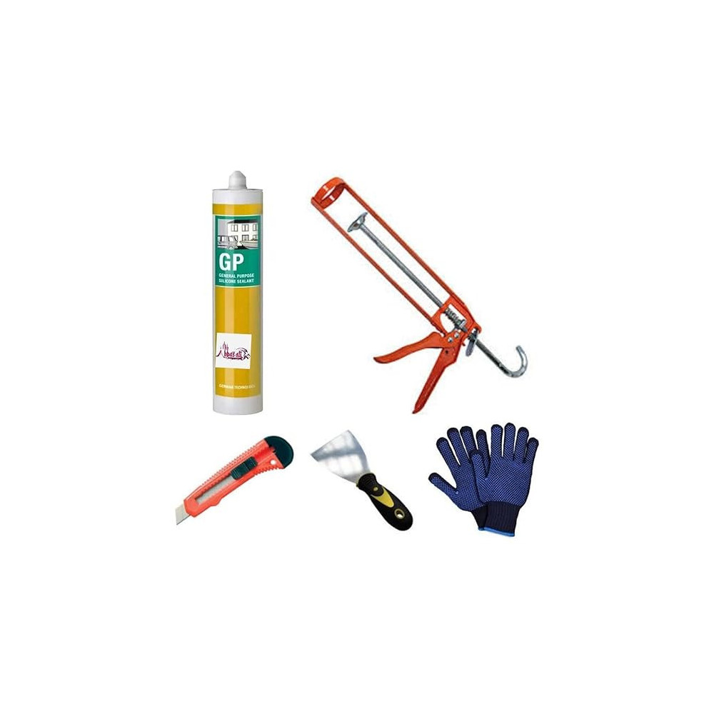 Abbas Ali GP Silicone Sealant, Anti Fungal/Bacterial, for Glass, Metal, Ceramics, White
