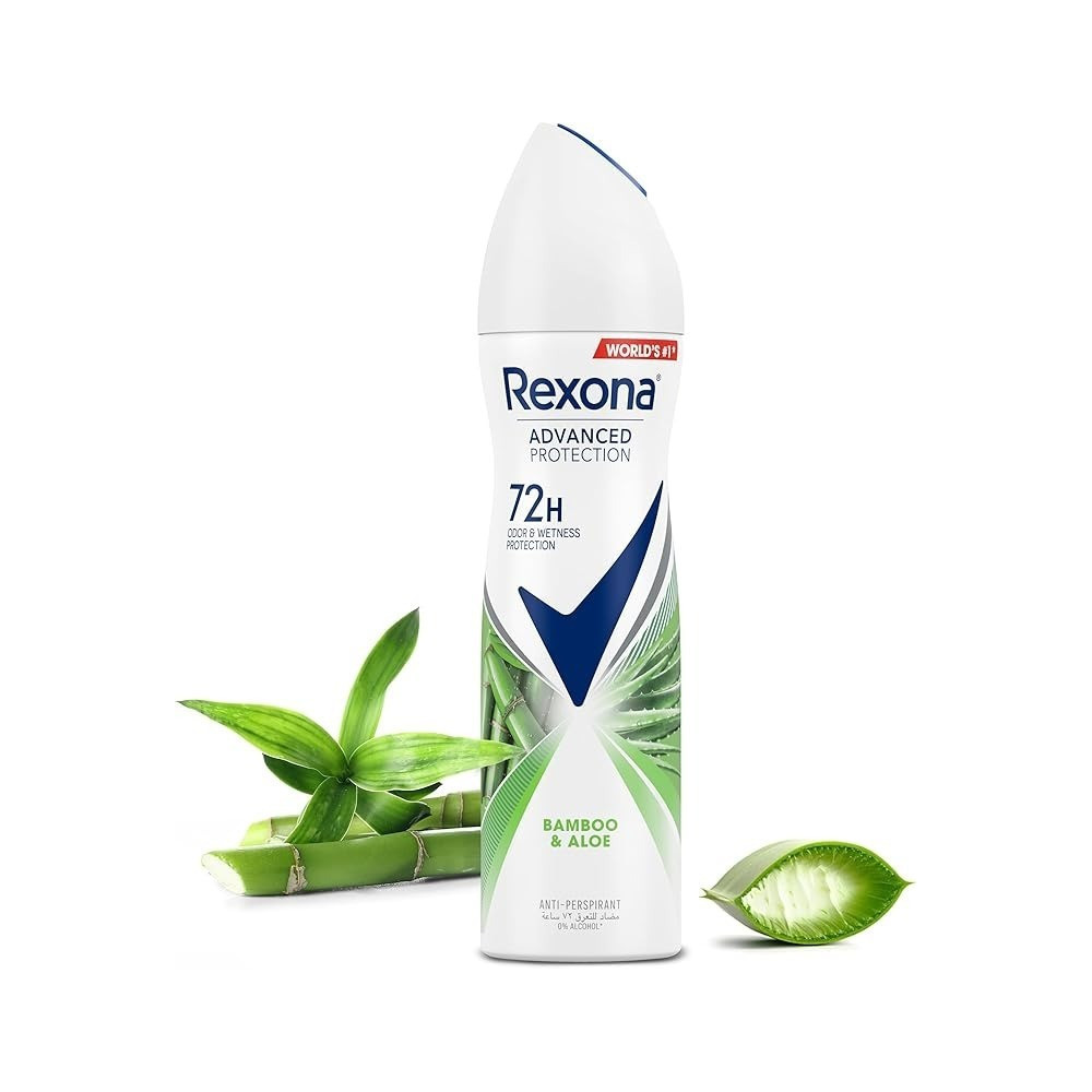 Rexona Women Antiperspirant Deodorant Spray, 72 Hour Sweat And Odor Protection, Bamboo And Aloe, With Motion Sense Technology, 150ml