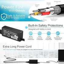Coreykin Charger For HP Laptop Computer Smart Blue Tip, Compatible With Pavilion x 360 11 13 15, Elitebook Folio 1040 G1, Stream 13 11 14, Spectre Ultrabook 13, Envy x2, And More AC Adapter Power Supply, Black