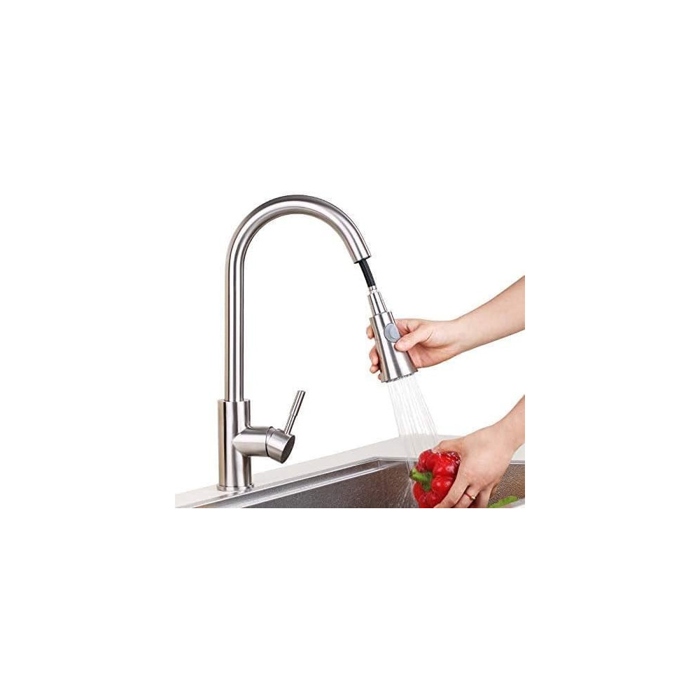 Abbas Ali Kitchen Faucet, Pull Out Tap with Hot And Cold Water, 360 Degree Rotating Two Way Sprayer, Flexible Inlet Pipes And Teflon Tape