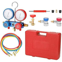 Abbas Ali Manifold Dual Gauges Set, Refrigeration Pressure Measuring Kit with 3 Hoses