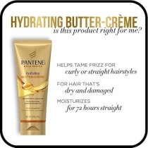 Pantene Gold Series, Butter Cream Hair Treatment, Sulfate Free, With Argan Oil, Intense Hydrating, Pro-V, for Natural And Curly Textured Hair, 193g