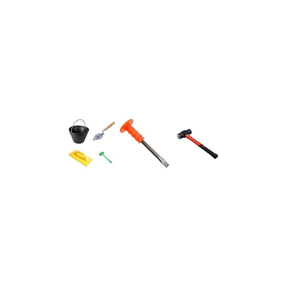 Abbas Ali Mason Tool Kit for Home, Office, and Warehouse Restoration, Includes Plastic Hammer, PVC Bucket, Gurmala, Sledgehammer And Chisel