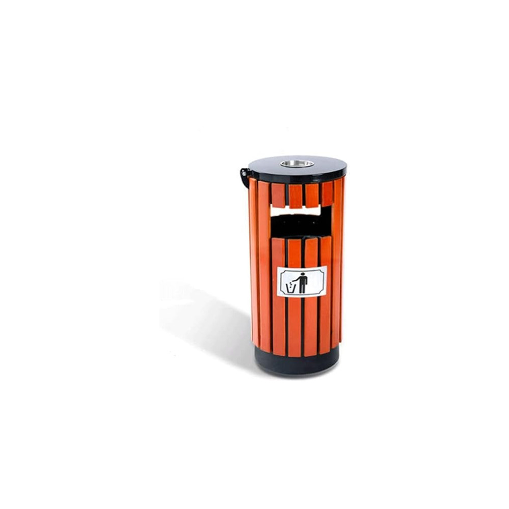 Abbas Ali Round Metal Trashcan, Large Outdoor/Indoor Bin with Ashtray, Peel Bucket, Waste Recycling, Compost Bin, Gallon Size