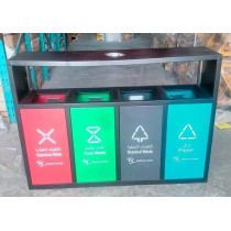 Abbas Ali Open Top Rectangular 4 in 1 Recycle Plastic Dustbin, Versatile Waste Sorting Solution
