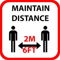 Generic Maintain Distance Sticker, Social Distancing Floor Sticker, 30cm x 30cm