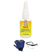 Abbas Ali Super Glue, 20 Gram, Extra Strong Adhesive for Metal, Plastic, Wood, Rubber, Leather, Ceramics, Pack of 2 with Safety Glasses And Gloves