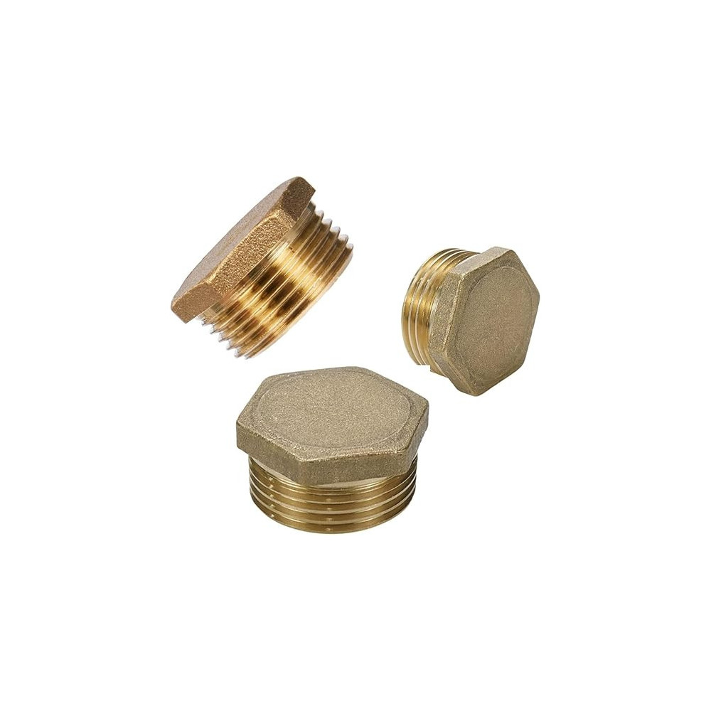 Abbas Ali 2 Piece Set of Brass Multi Purpose Hose Fittings, BSP Thread, Male Endcap, 1 Inch for Plumbing and Gas Connections