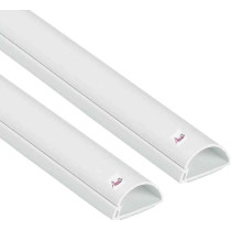 Abbas Ali 1 Meter White Floor PVC Trunking, Self Adhesive with Red Sticker, Wall Cord Cover, Paintable Cable Management, Pack of 2, 10x35mm
