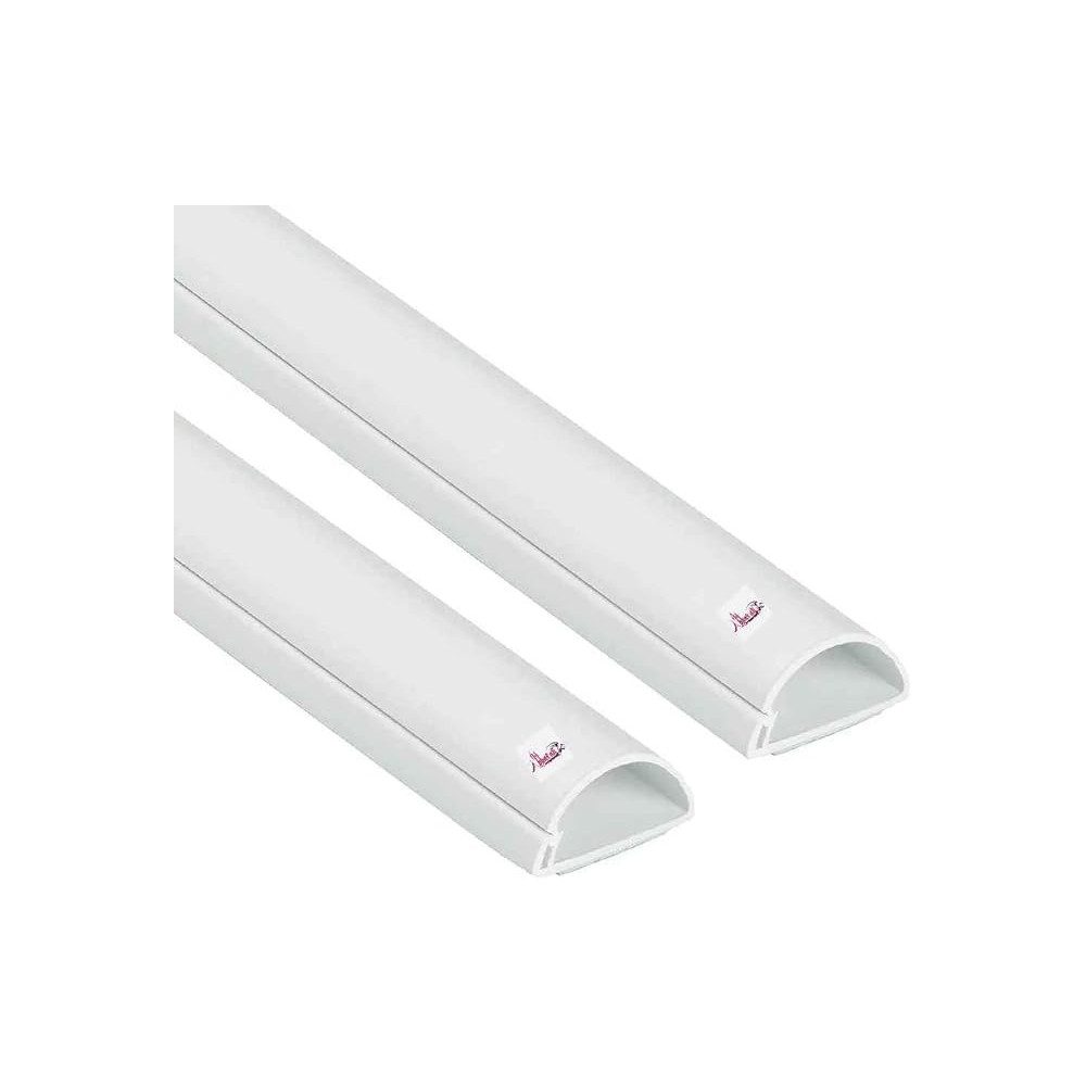 Abbas Ali 1 Meter White Floor PVC Trunking, Self Adhesive with Red Sticker, Wall Cord Cover, Paintable Cable Management, Pack of 2, 10x35mm