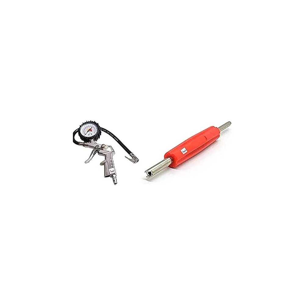 Abbas Ali Tire Pressure Gauge with Flexible Hose, Air Tire Inflator Dial Gauge and Valve Remover for Cars and Motorbikes