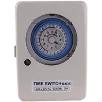 Abbas Ali 24 Hour Mechanical Timer, Programmable Wall Mounted Switch with Metal Body, Battery Backup, 230V 20A, GX 35B