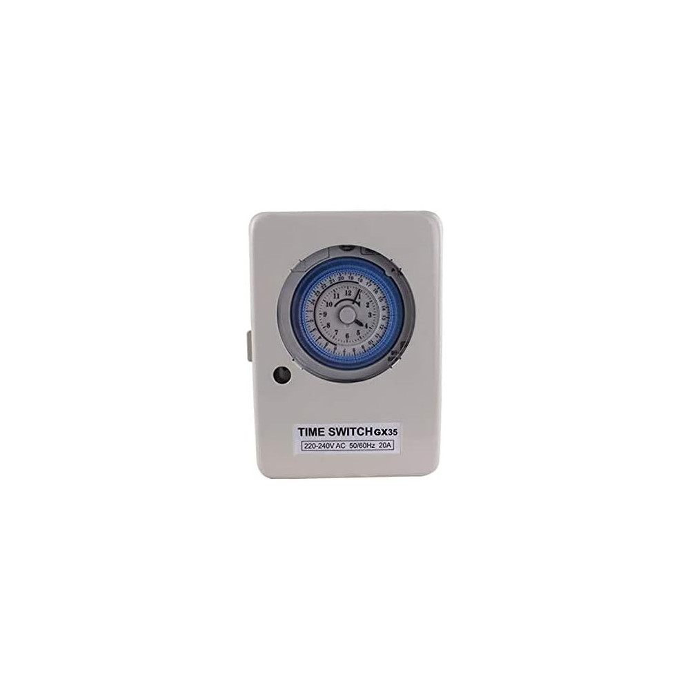 Abbas Ali 24 Hour Mechanical Timer, Programmable Wall Mounted Switch with Metal Body, Battery Backup, 230V 20A, GX 35B
