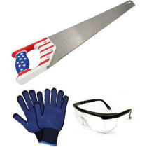 Abbas Ali 16 Inch Pro Hand Saw, Fine Cut Soft Grip Hardpoint Handsaw with Safety Gloves and Googles for Precise Cutting