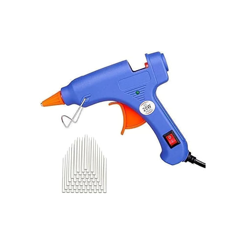 Abbas Ali Mini Hot Melt Glue Gun, 20 Watt Upgraded Kit with 50 Glue Sticks, Anti Hot Cover, Flexible Trigger for DIY and Quick Repairs