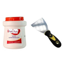 Abbas Ali Synthetic Resin Wood Glue, 500g, Used for Wood, Plywood, MDF, Chipboard, with 2 Inch Scraper for Easy Application