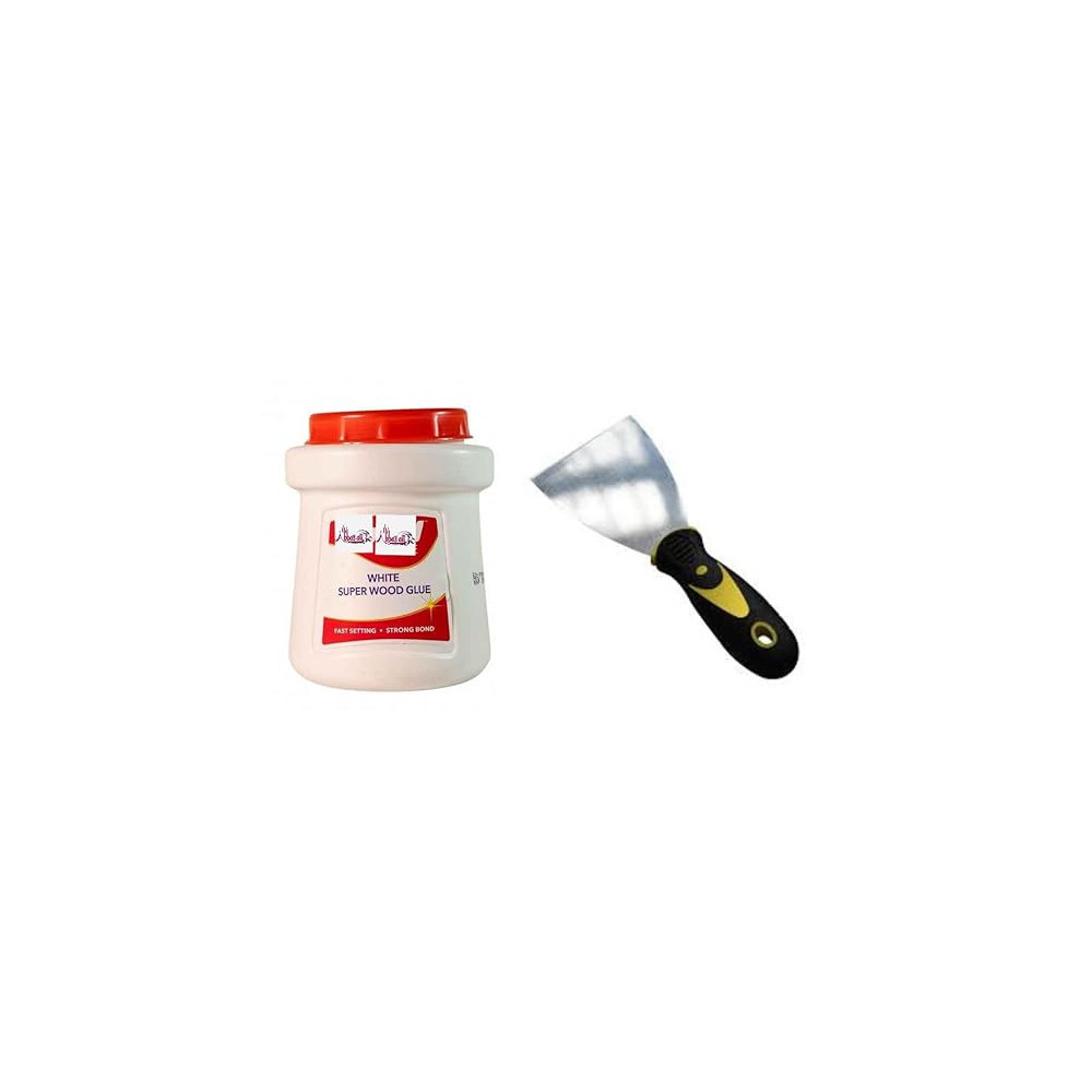 Abbas Ali Synthetic Resin Wood Glue, 500g, Used for Wood, Plywood, MDF, Chipboard, with 2 Inch Scraper for Easy Application