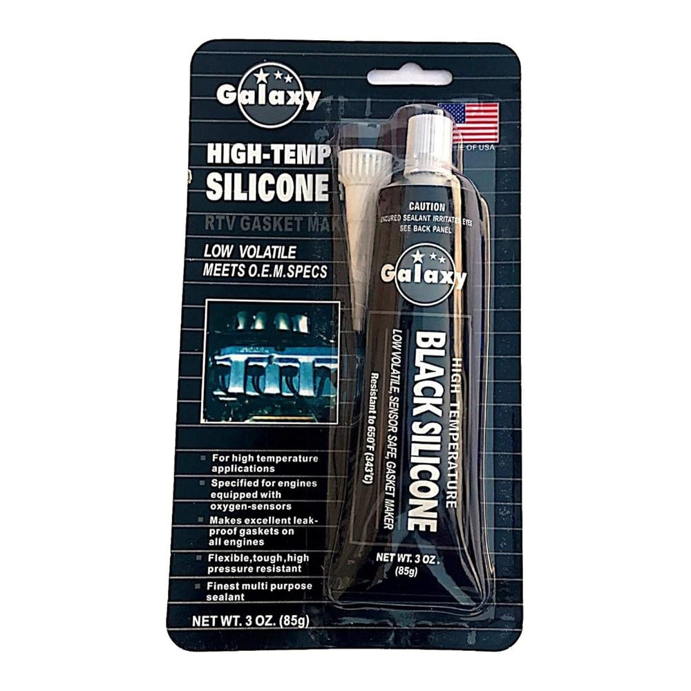Galaxy High Temperature Silicone RTV Gasket Maker, 85g Black, Rated for 650 F, 343 DegreeC for Automotive and Industrial Use