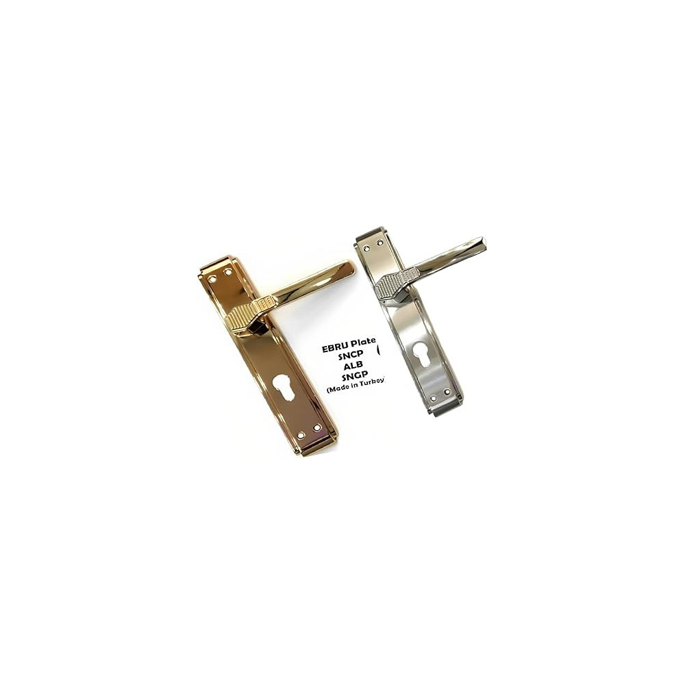 Abbasali Wooden Door Handle For Entrance And Interior Doors- Ebru Plate Modle, Silver