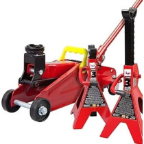 Abbasali 2 Ton Hydraulic Trolley Floor Jack Combo With Jack Stands, 3 Ton Capacity