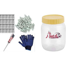 Abbasali 100Pcs Dry Wall Gypsum Screw – Hardened Carbon Steel – Black With Nylon Plug 6Mm 100Pcs In Plastic Jar With Screwdriver & Gloves (8Mm X 11/4Inch)