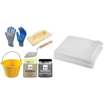 Abbasali 1Kg Portable Cement & White Sand Each With Karandi,Gloves,Bucket,Gurmala & Polythenesheet For Diy Project