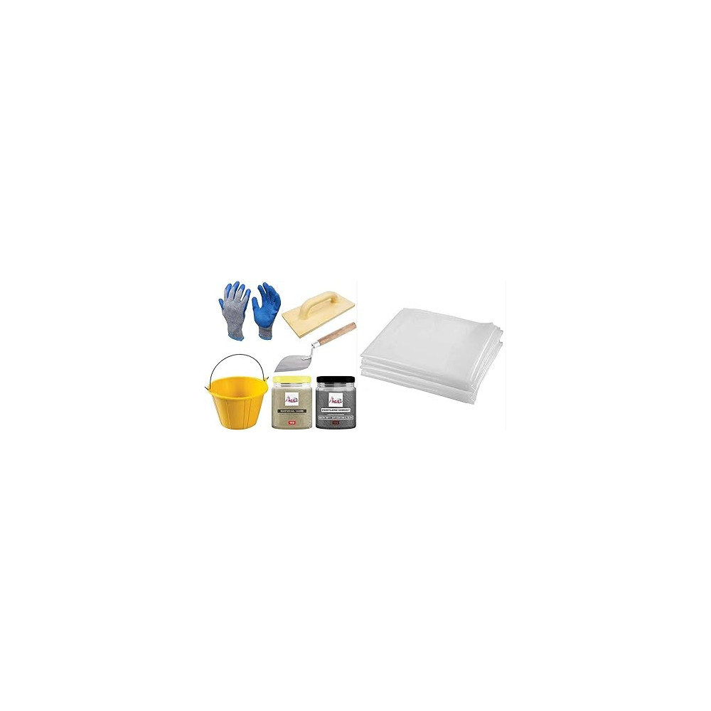 Abbasali 1Kg Portable Cement & White Sand Each With Karandi,Gloves,Bucket,Gurmala & Polythenesheet For Diy Project
