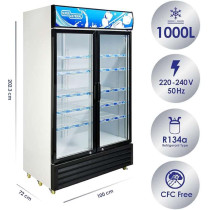 Super General 1200 Liters Double Layered Glass French Door Chiller, SGSC1218IF, Min 1 Year Manufacturer Warranty