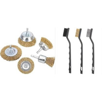 Abbasali 3Pcs Mini Wire Brush Set, Nylon Brass Stainless Steel Wire Brush & 5Pcs Brass Coated Wire Brush Wheel & Cup Brush Set For Cleaning Welding Slag Scrubbing And Rust
