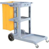 Abbasali Commercial Cleaning Cart Trolley Heavy Duty Cleaning Utility Service Cart Multifunction Portable Trolley Home Gray Commercial Janitorial Cart