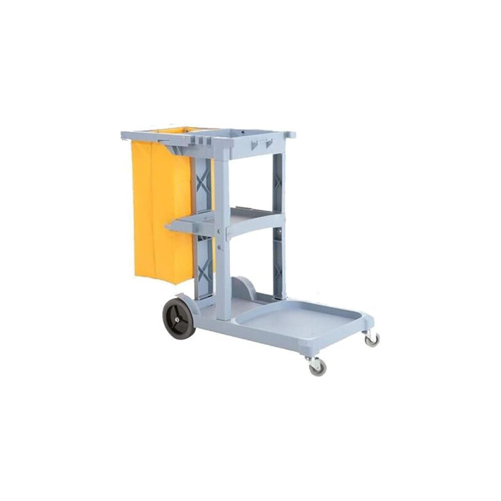 Abbasali Commercial Cleaning Cart Trolley Heavy Duty Cleaning Utility Service Cart Multifunction Portable Trolley Home Gray Commercial Janitorial Cart
