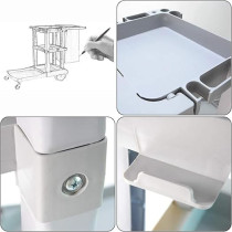 Abbasali Commercial Cleaning Cart Trolley Heavy Duty Cleaning Utility Service Cart Multifunction Portable Trolley Home Gray Commercial Janitorial Cart