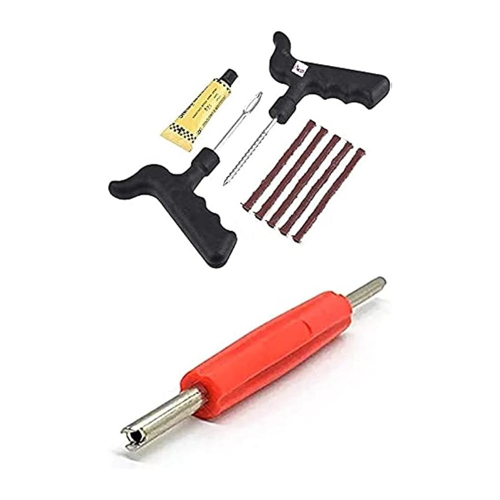 Abbasali Car/Bike/Auto Tubeless Tyre Puncture Plug Repair Tool Kit With Valve Remover