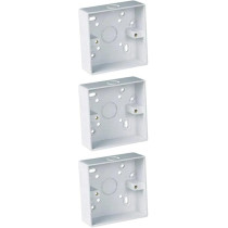 Abbasali Heavy Duty Surface Pvc Box For Switch Or Socket White, Pack Of 3Pcs (3X3 Single)