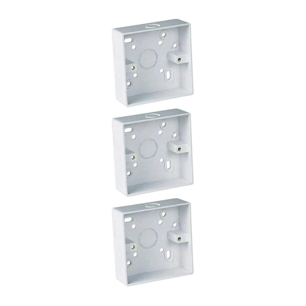 Abbasali Heavy Duty Surface Pvc Box For Switch Or Socket White, Pack Of 3Pcs (3X3 Single)