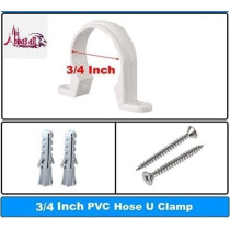 Abbasali Pvc White U Clamps Fastener Hanger Pipe Clamps Clip With Screw And Nylone Plug, For Conduit Pipe Fixing Bracket And Support Water Pipe And Gas Pipe – 10 Pcs (3/4 Inch)