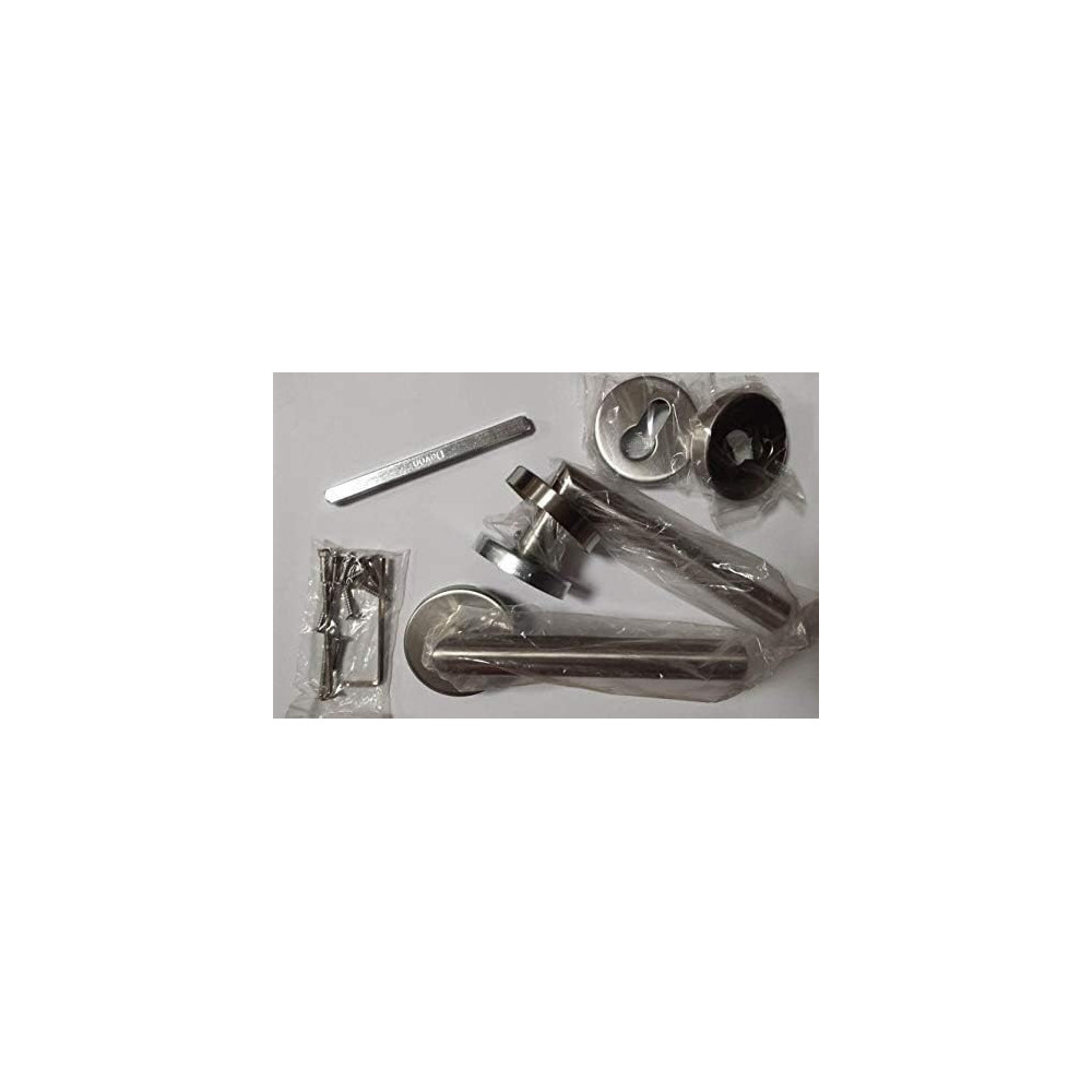 Abbas Ali Satin Stainless Steel Lever Door Handle Set, Model 971.002.86