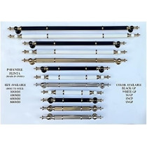 Abbas Ali Modern Wooden and Glass Door Handles Set of 2 Pieces, Model P Handle Funta, 600mm, Black