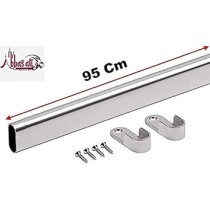 Abbas Ali 95 cm Wardrobe Bar Clothes Rod Closet and Cupboard Organizer Chromed Steel with Fittings, Pack of 3