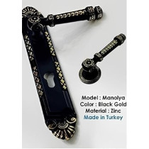 Abbas Ali Wooden Door Handle and Lock for Entrance and Interior Doors, Model Manolya