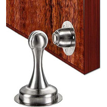 Generic Door Stopper Bumper Magnetic Stainless Steel Holder Doorstop for PVC, Metal, Wood, Tile, Plastic, and Aluminum Sash, Silver
